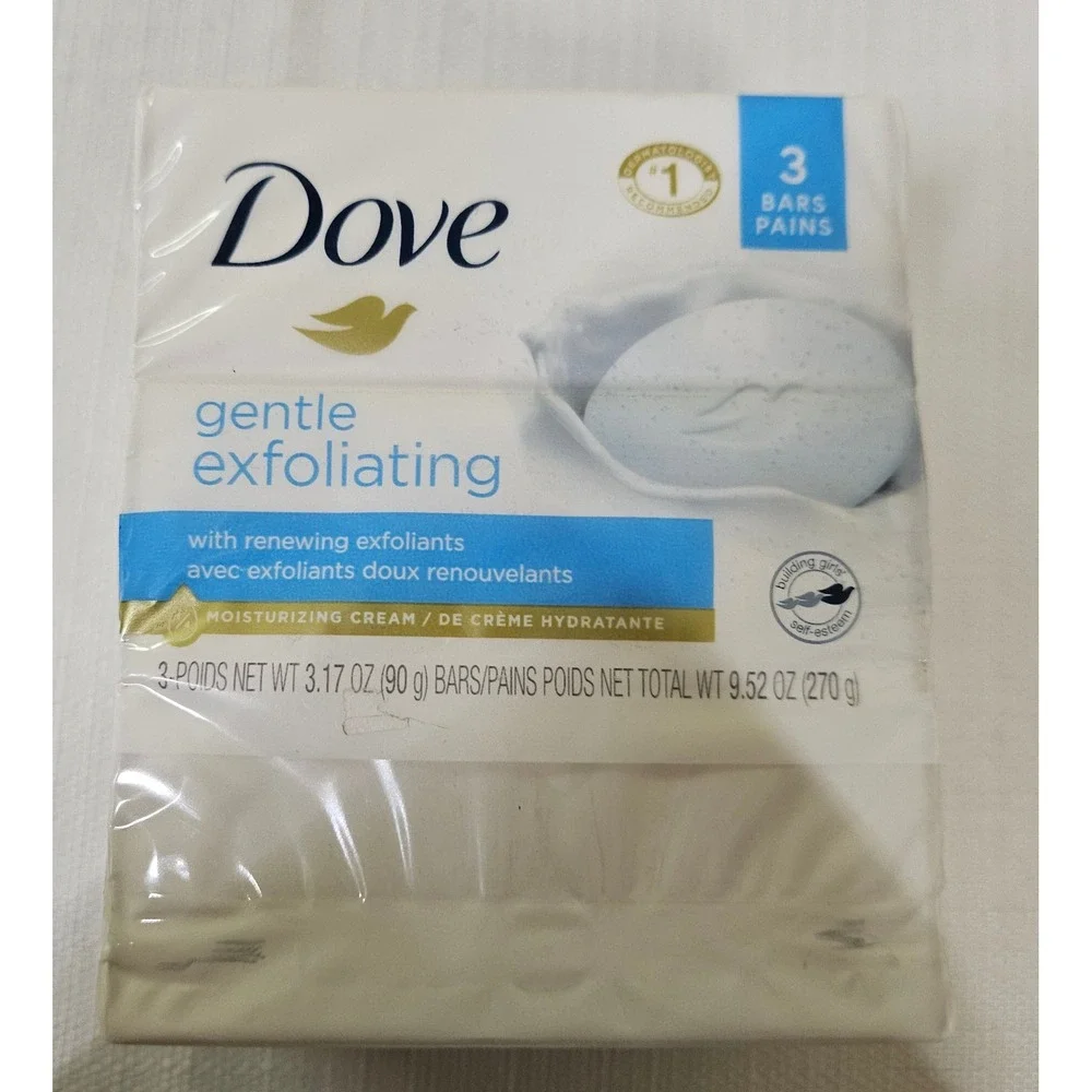Dove Gentle Exfoliating Bar Soap Moisturizing‎ Cream 3 Bars Wt 9.52oz Lot of 4